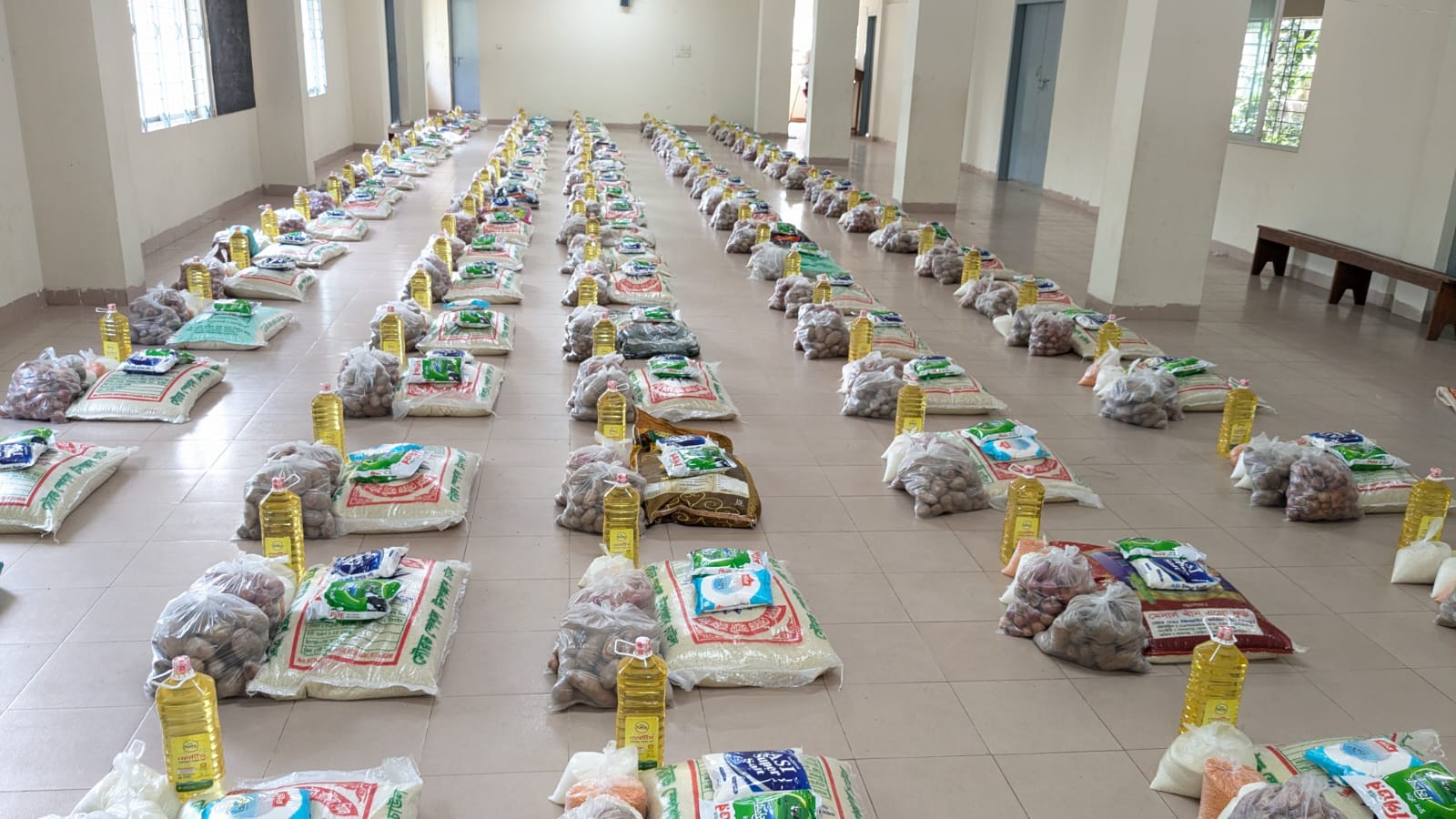 Distribution of food items to families