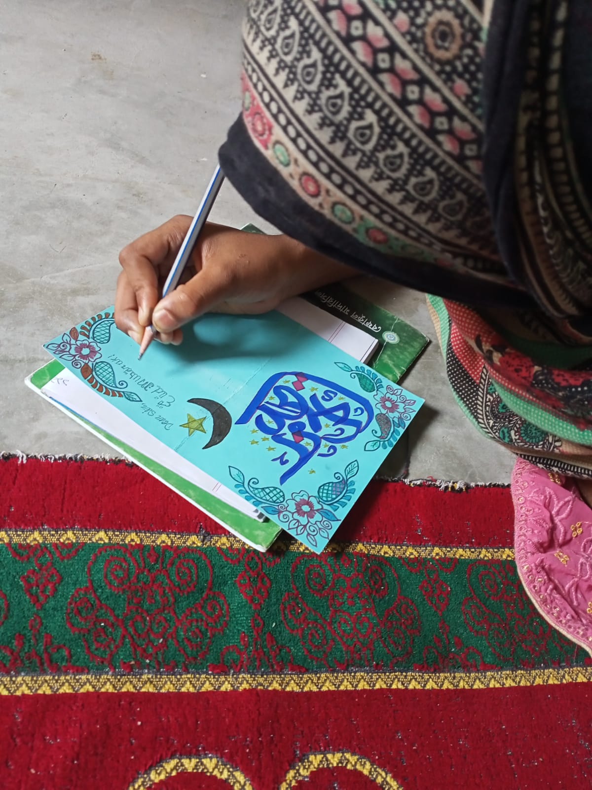 Students preparing Eid cards